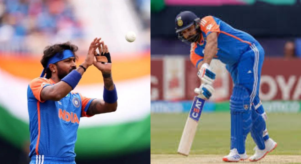 Rohit Sharma lifts Hardik Pandya to celebrate for wicket